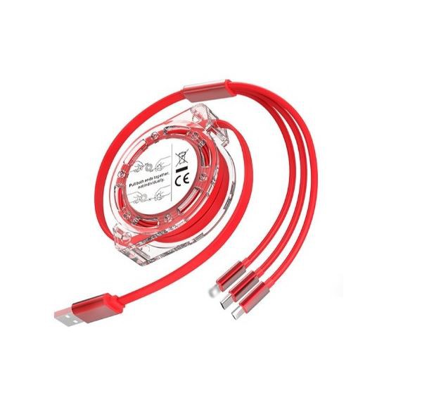 Câble de chargement de données rétractable trois en un